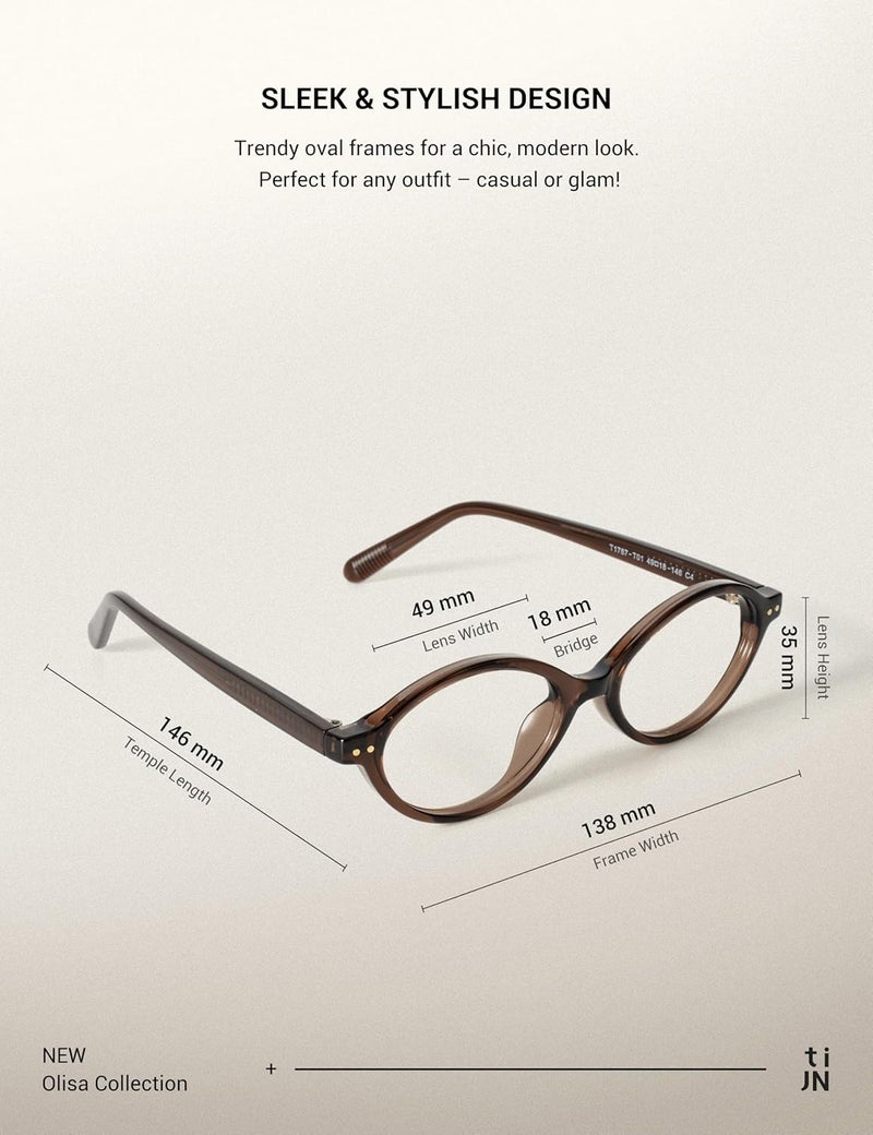 TIJN Olisa Blue Light Blocking Glasses for Women Men,Oval Glasses Frame Bluelight Glasses for Gaming/Computer/Screen - Image 4